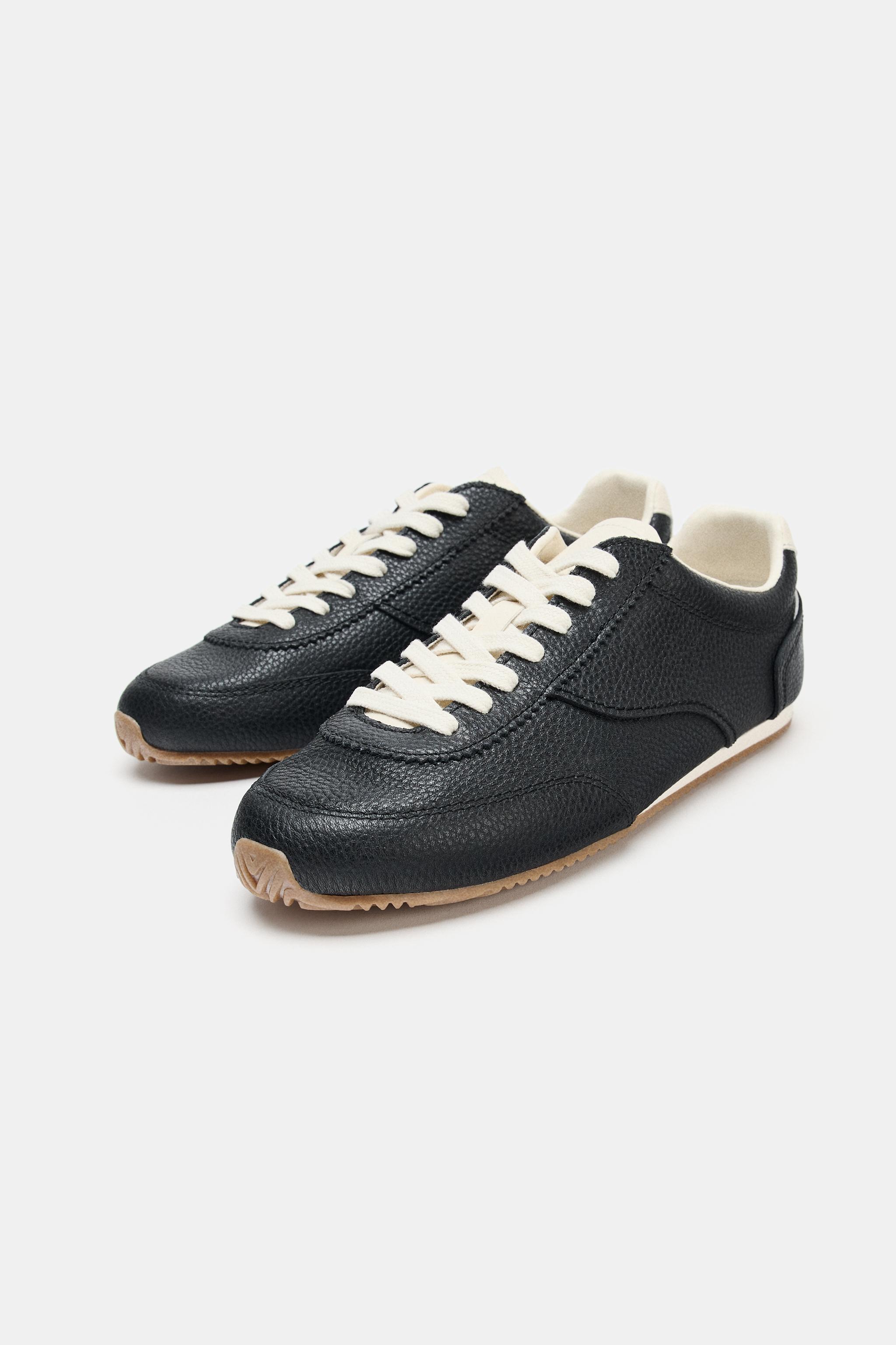 CONTRAST LEATHER SNEAKERS
